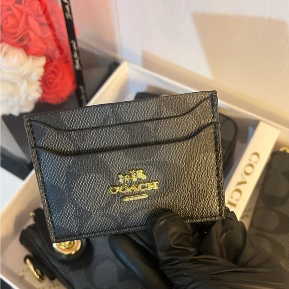 Coach Black Signature Mini Shoulder Bag with Gold Accents - Picture 7 of 14